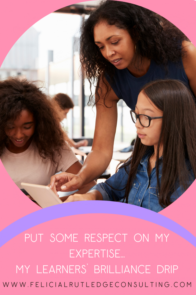 Image of a woman leaned over touching a tablet surrounded by 2 students.